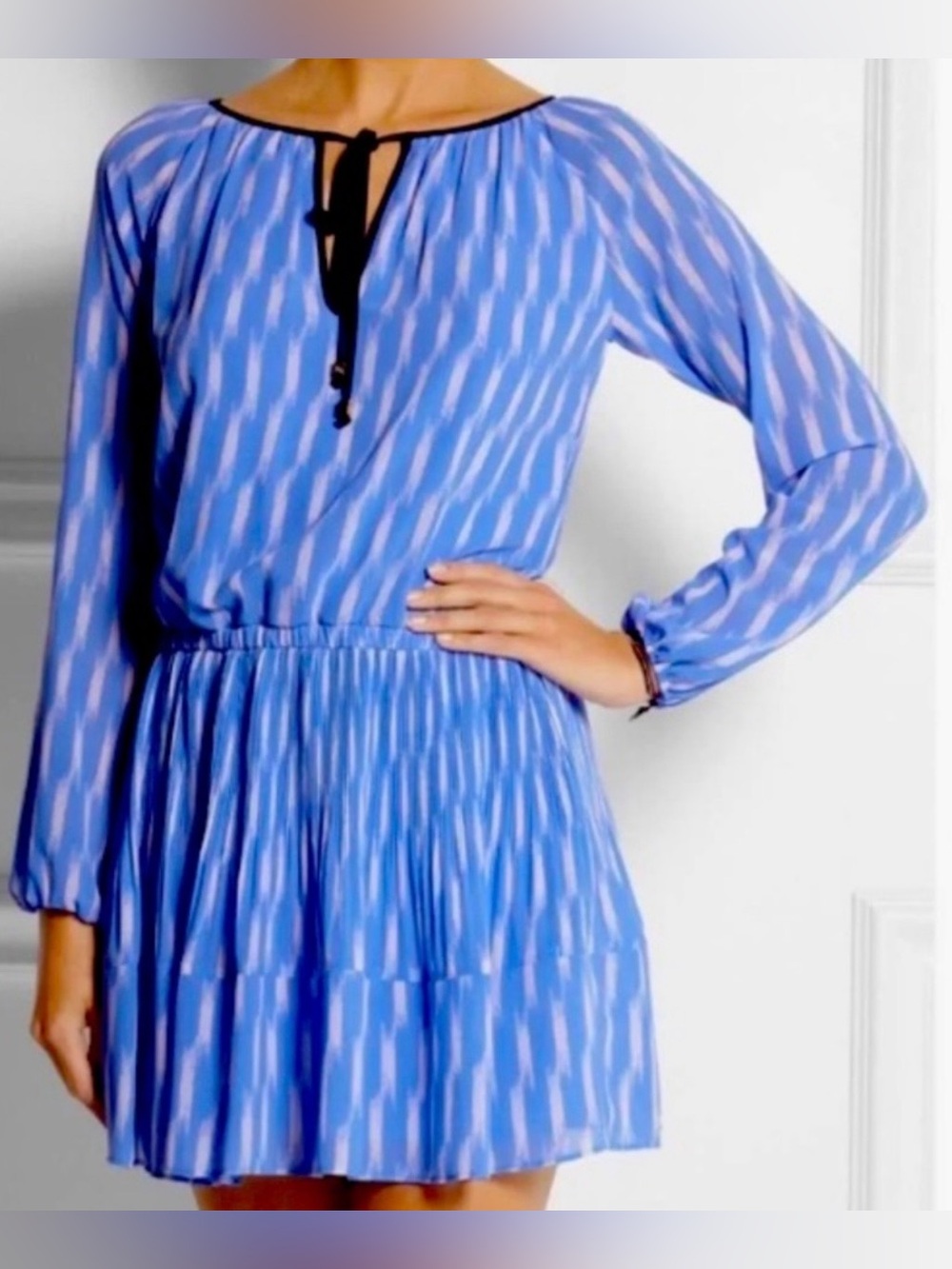 Michael Kors Blue and White Ikat Dress Tunic Coverup - Sz Small